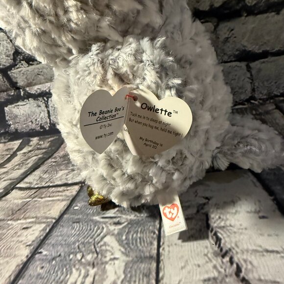 TY Beanie Boos - OWLETTE the OWL (Glitter Eyes) (Medium 9 inch) - 2017 - Retired - Picture 9 of 13